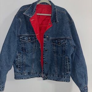 VINTAGE Reversible GAP Denim Jacket | 90s Red Trucker Y2K